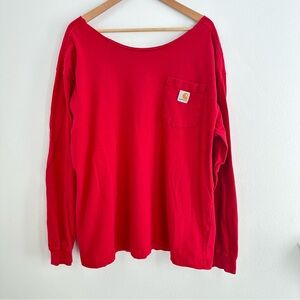 Carhartt red long-sleeve off the shoulder T-shirt